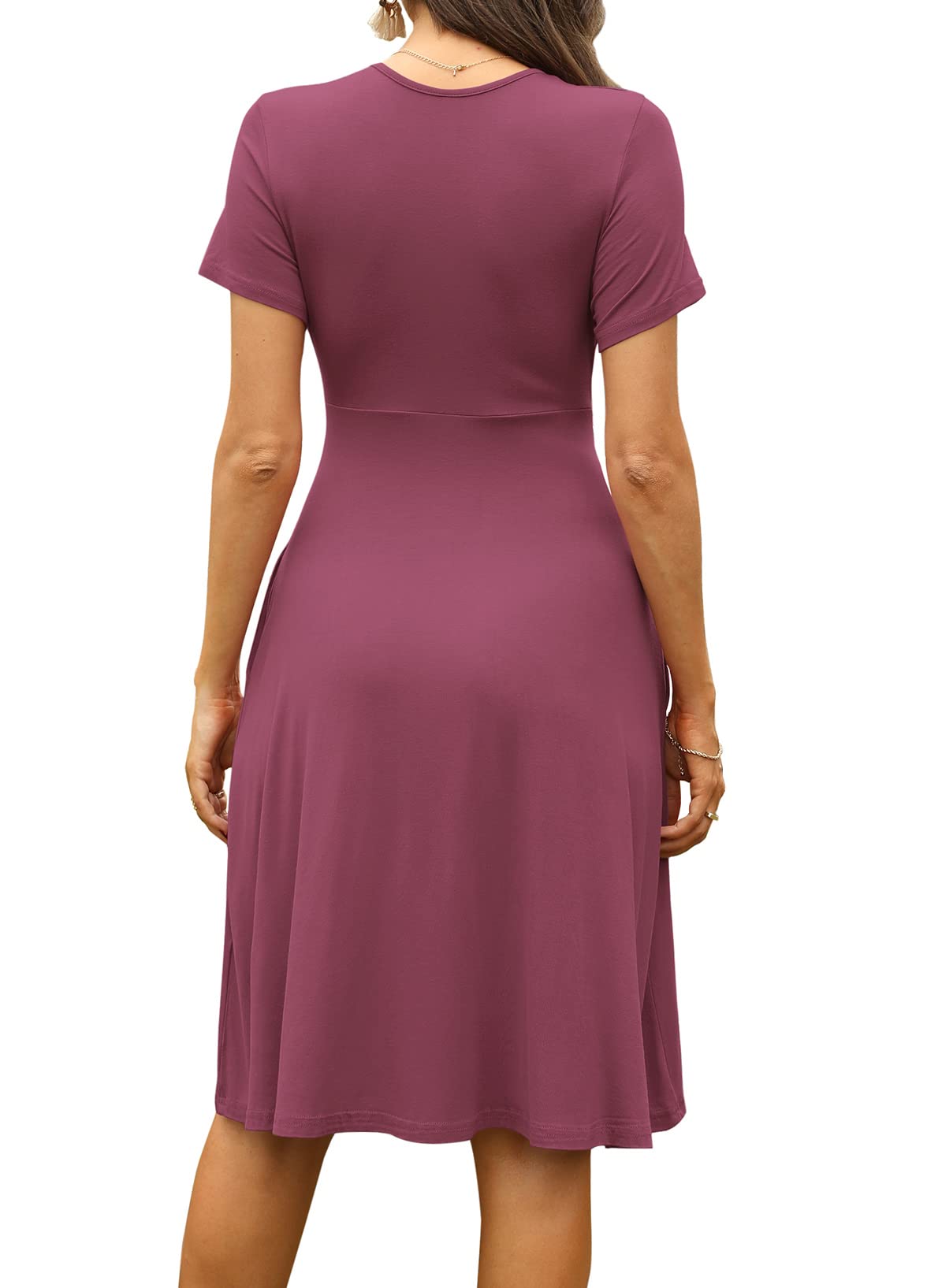 WEACZZY Women's Summer Short Sleeve Casual Dresses V-Neck Floral Party Dress with Pockets