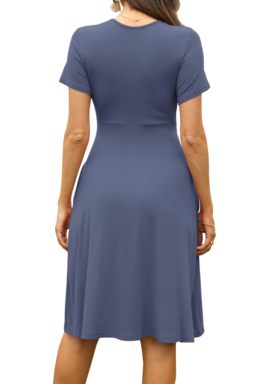 WEACZZY Women's Summer Short Sleeve Casual Dresses V-Neck Floral Party Dress with Pockets