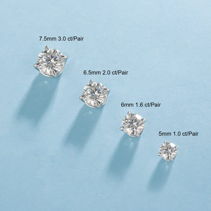 KRKC Moissanite Earrings, Christmas Birthday Gifts with Luxury Box, Hypoallergenic 925 Sterling Silver 14K White Gold Plated, 0.6-3CT D color VVS1 Clarity Lab Created Stud Diamond Earrings for Women