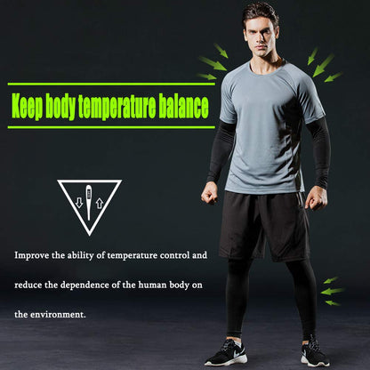 Men's Sports Running Set (Pack of 4 or 5) Athletic Shirt+Short/Compression Shirt+Pants with Coat Tracksuit Gym Suits