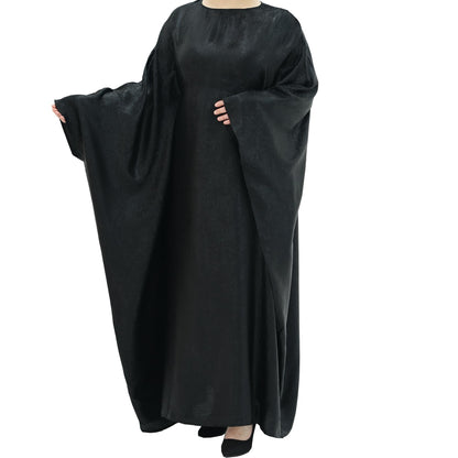 Women Prayer Abaya Dubai Bat Sleeve Dress Islamic Printed Long Robe with Belt