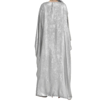 Women Prayer Abaya Dubai Bat Sleeve Dress Islamic Printed Long Robe with Belt