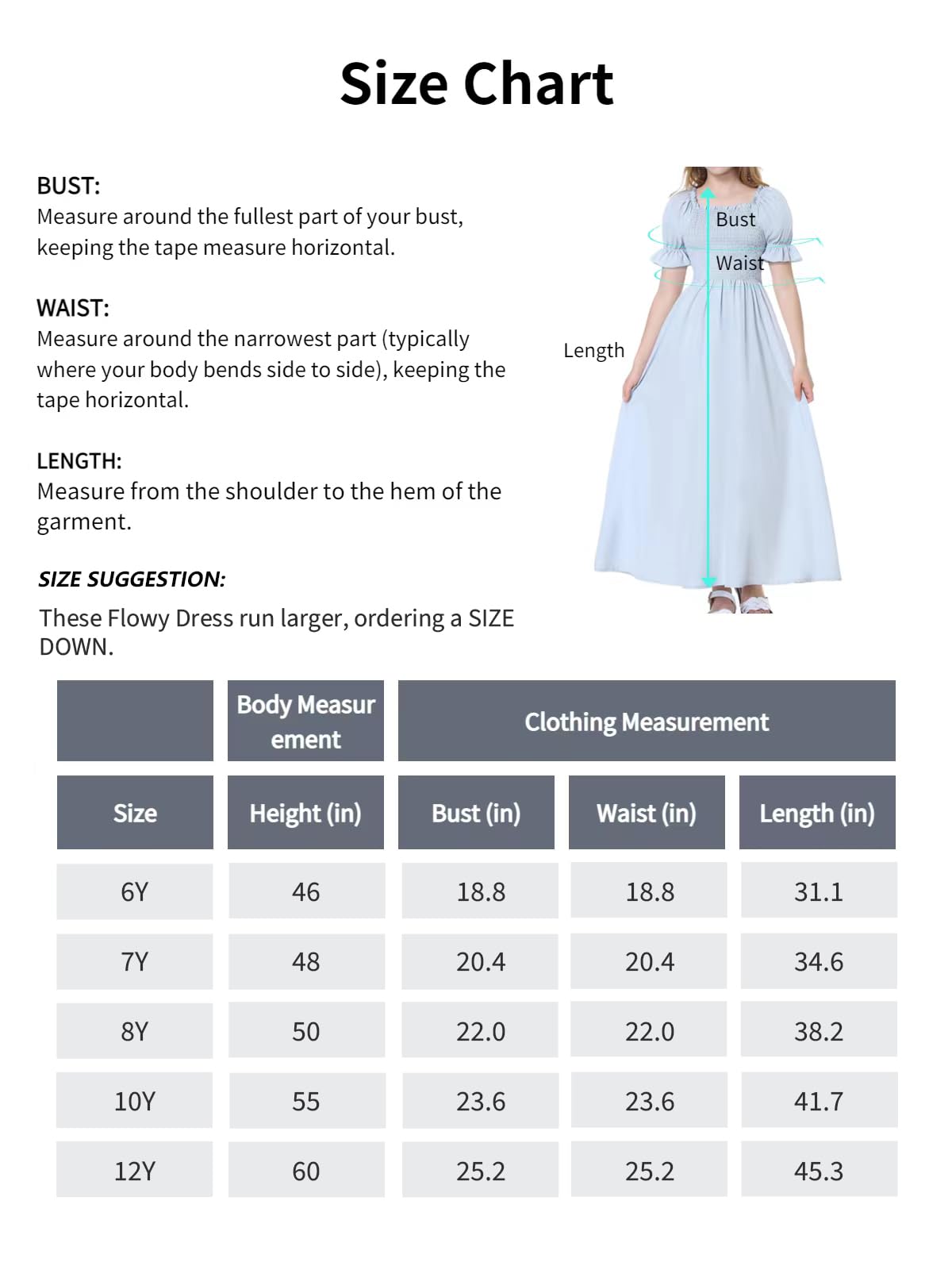EXARUS Girls Maxi Long Smocked Dress Tween Swiss Dots Summer Square Neck Short Sleeve Casual A-line Dresses for 6-12Y | Tween A-Line Dresses Vacation Beach Sundress Beach Dance Casual Homecoming Party 6-14Y