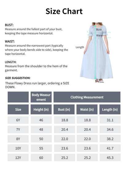 EXARUS Girls Maxi Long Smocked Dress Tween Swiss Dots Summer Square Neck Short Sleeve Casual A-line Dresses for 6-12Y | Tween A-Line Dresses Vacation Beach Sundress Beach Dance Casual Homecoming Party 6-14Y