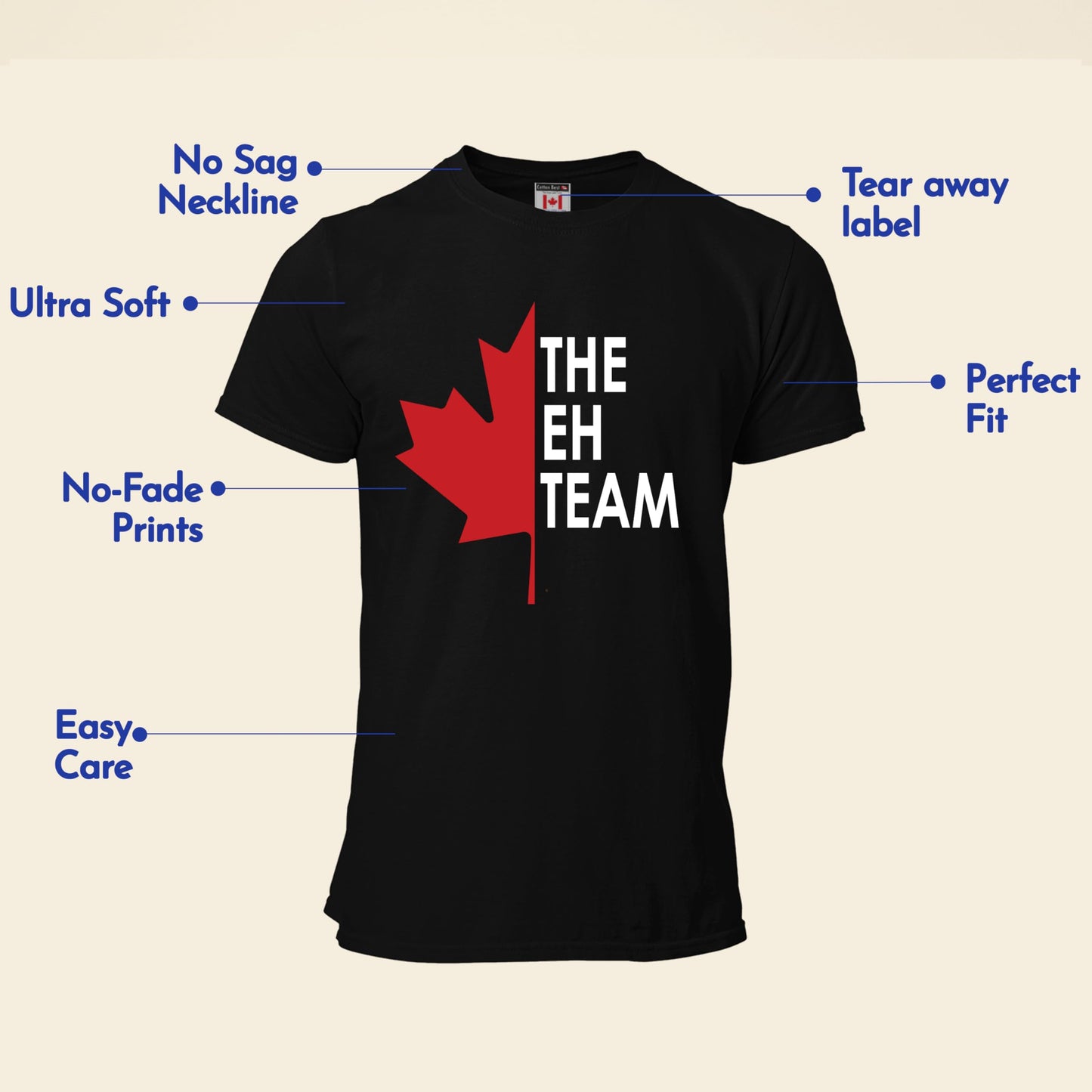 Witty Fashions The Eh Team - Funny Canada Day Flag 1st July - Red Maple Leaf - Novelty Mens T-Shirt