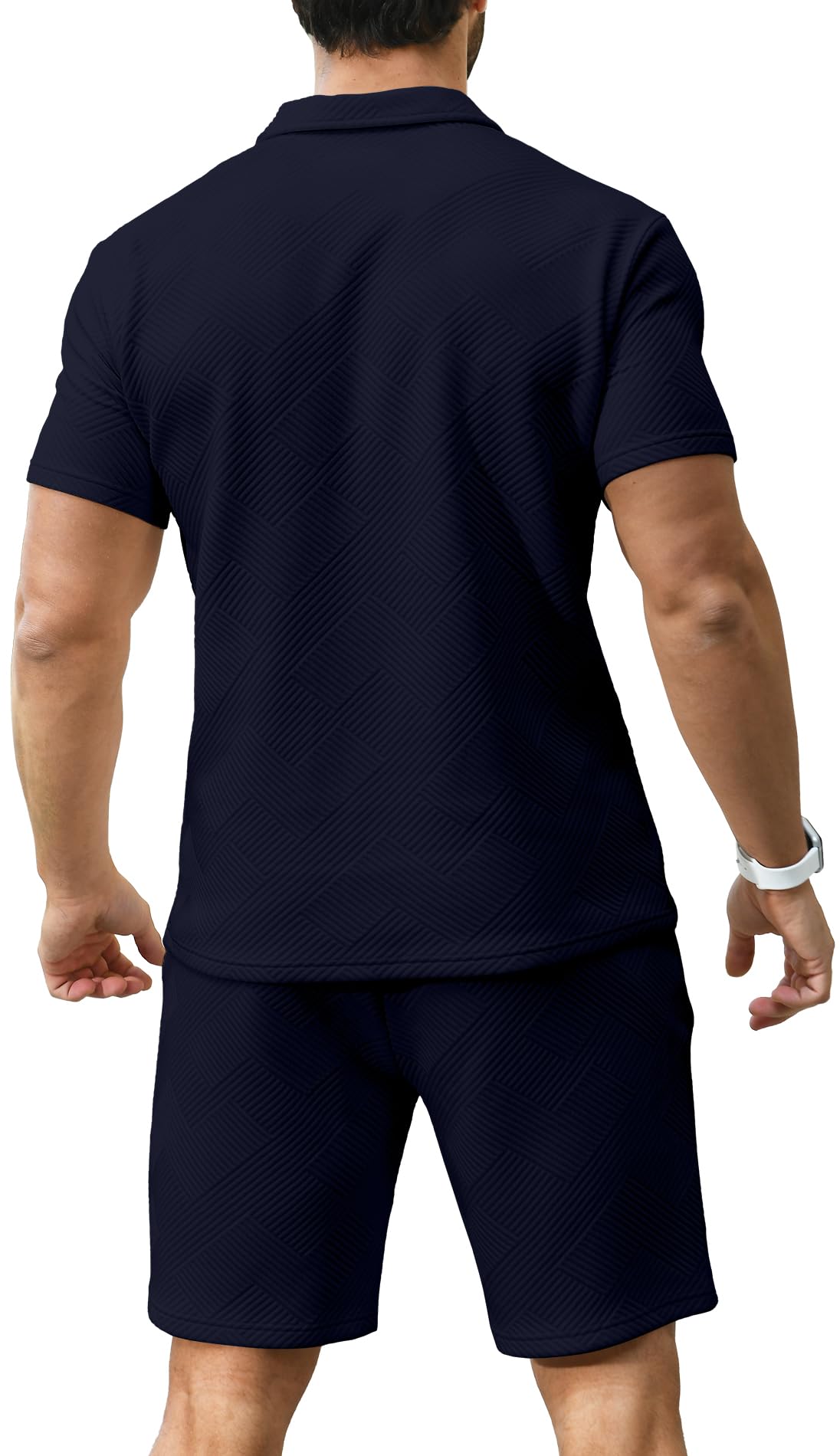 KUYIGO Men's Outfits Two-piece Casual Set Short Sleeve Polo Shirts and Beach Shorts Summer Tracksuits