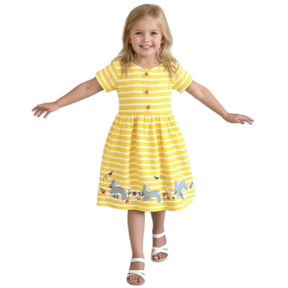 Girls Dress, Toddler Summer Short Sleeve Cotton Casual Easter Dresses Clothes 18M-7Y