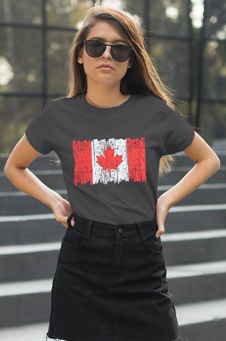 DUTUT Canada Day Shirt Women Canada Shirt Canada Flag Graphic Tees Canadian Patriotic Pride Maple Leaf T-Shirt