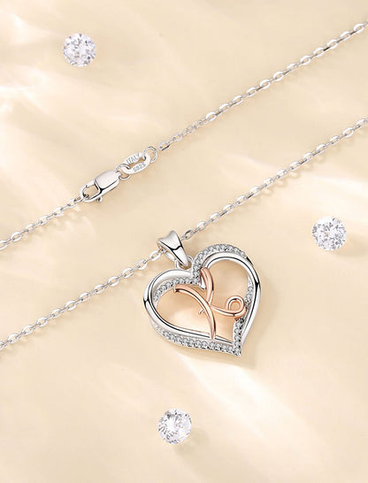 INFUSEU Sterling Silver Heart Initial Pendant Necklaces for Women Girls, Letter A-Z Jewelry Personalized Birthday Name Gifts for Her, 20 Inch Chain