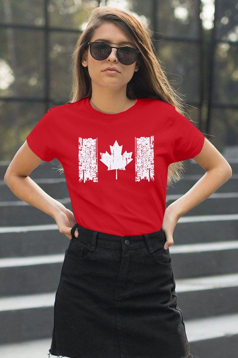 DUTUT Canada Day Shirt Women Canada Shirt Canada Flag Graphic Tees Canadian Patriotic Pride Maple Leaf T-Shirt