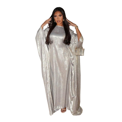 Women Prayer Abaya Dubai Bat Sleeve Dress Islamic Printed Long Robe with Belt