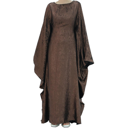 Women Prayer Abaya Dubai Bat Sleeve Dress Islamic Printed Long Robe with Belt