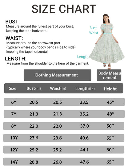 EXARUS Girls Maxi Long Smocked Dress Tween Swiss Dots Summer Square Neck Short Sleeve Casual A-line Dresses for 6-12Y | Tween A-Line Dresses Vacation Beach Sundress Beach Dance Casual Homecoming Party 6-14Y