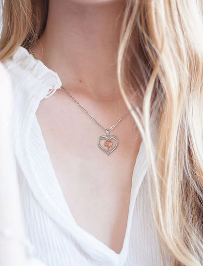 INFUSEU Sterling Silver Heart Initial Pendant Necklaces for Women Girls, Letter A-Z Jewelry Personalized Birthday Name Gifts for Her, 20 Inch Chain