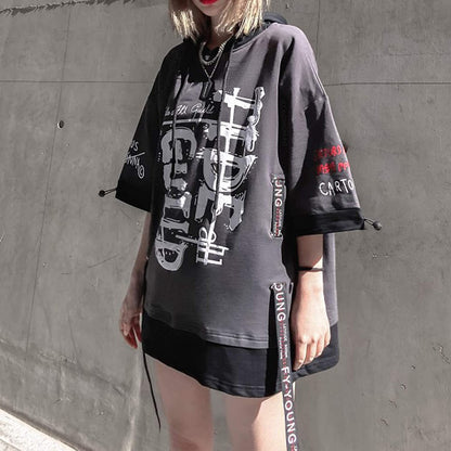 XYXIONGMAO Techwear Shirt Japanese Streetwear Hip Hop Shirts Men Graphic T Alphabet Design Workwear Gothic Hoodie