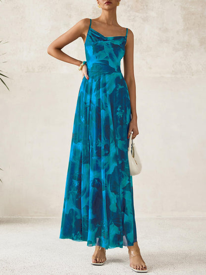 BTFBM Women Summer Floral Maxi Dresses Elegant Spaghetti Strap Dress Printed Party Dress Beach Long Dresses