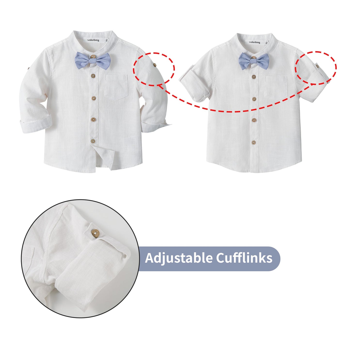 Volunboy Baby Boys Cotton Linen Formal Suspenders Outfits with Bowtie Toddler Long Sleeve Gentleman Wedding Dress Clothes