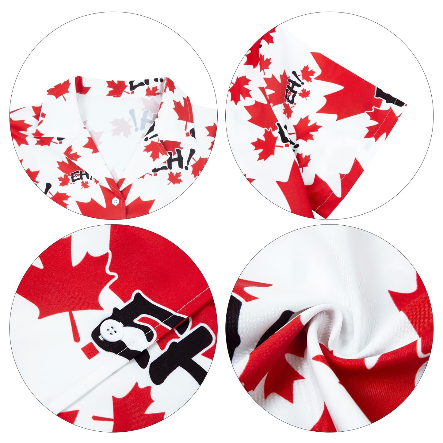 DUTUT Hawaiian Shirts for Women EH Maple Leaf Button Down Shirt Funny Graphic Tshirts Casual Short Sleeve Tops