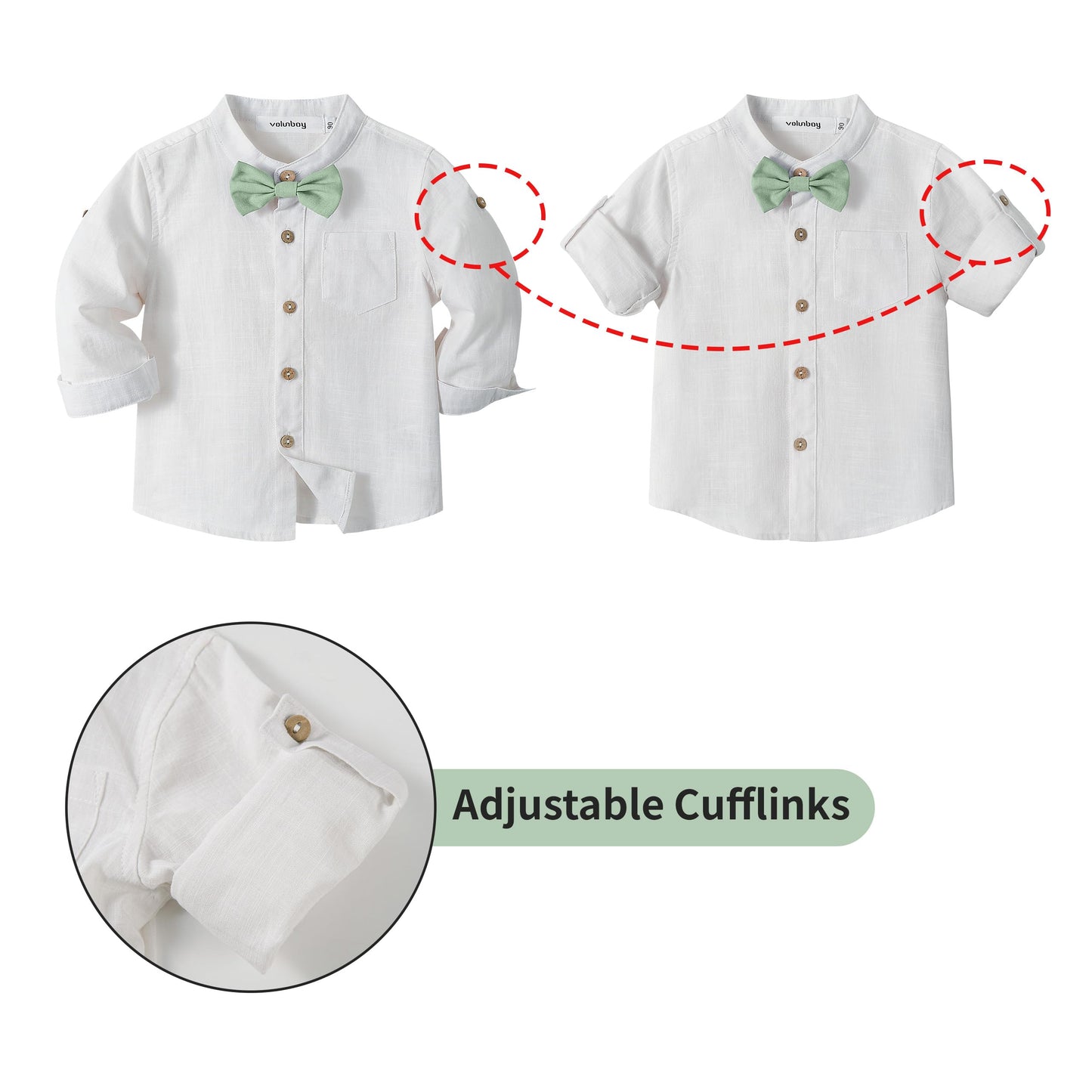 Volunboy Baby Boys Cotton Linen Formal Suspenders Outfits with Bowtie Toddler Long Sleeve Gentleman Wedding Dress Clothes