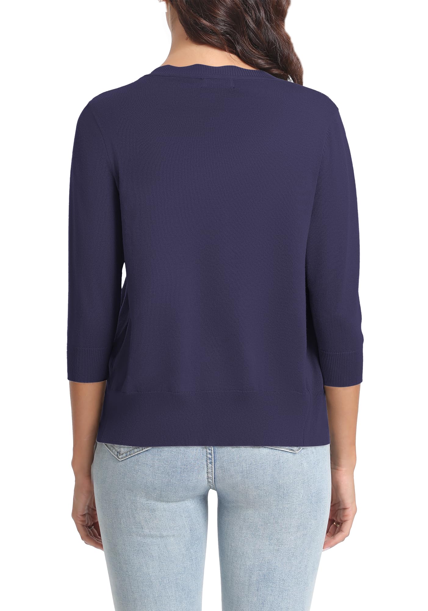 Urban CoCo Woman's 3/4 Sleeve Solid V-Neck Cardigan Sweater for Dress Lightweight Knit Shrugs