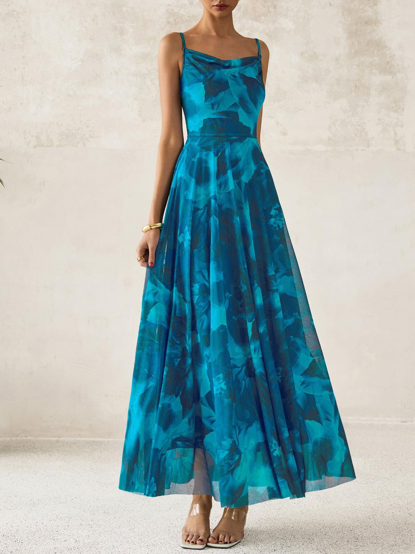 BTFBM Women Summer Floral Maxi Dresses Elegant Spaghetti Strap Dress Printed Party Dress Beach Long Dresses