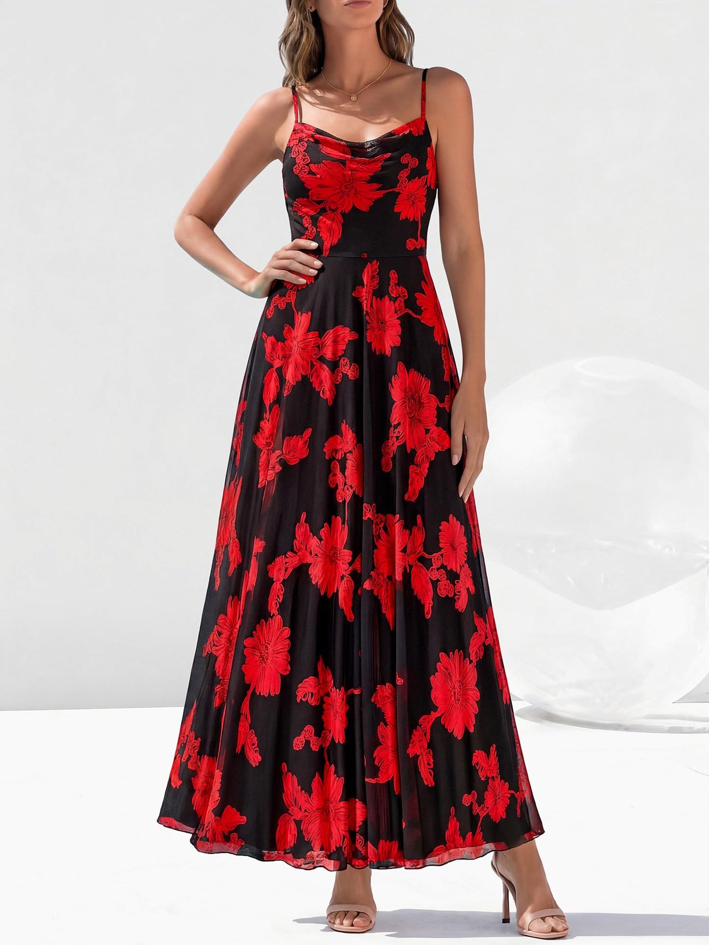 BTFBM Women Summer Floral Maxi Dresses Elegant Spaghetti Strap Dress Printed Party Dress Beach Long Dresses