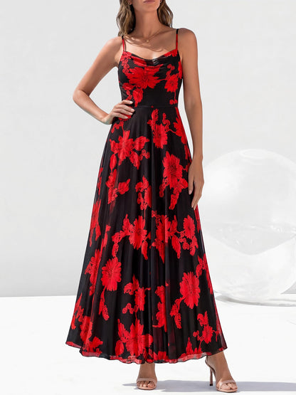 BTFBM Women Summer Floral Maxi Dresses Elegant Spaghetti Strap Dress Printed Party Dress Beach Long Dresses