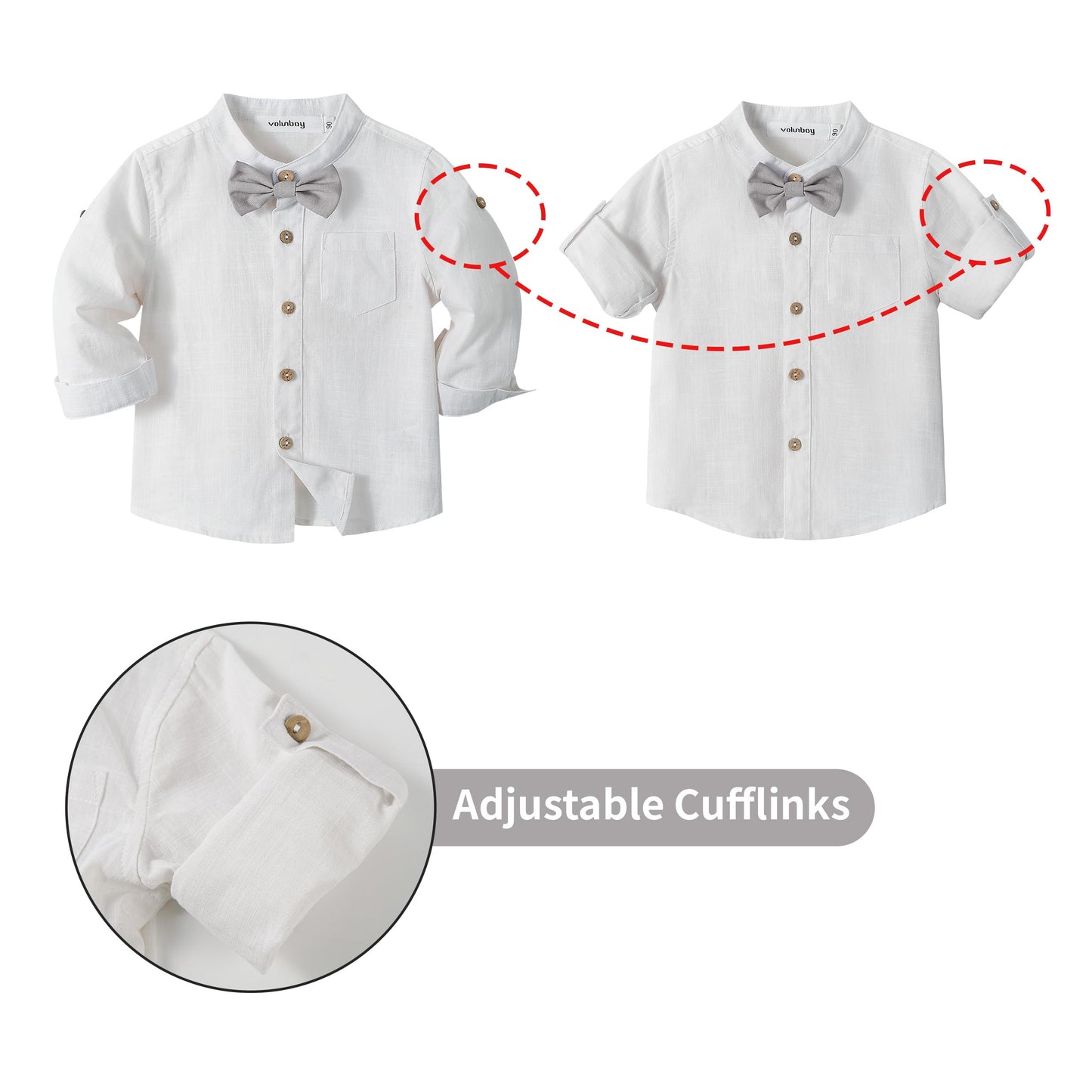 Volunboy Baby Boys Cotton Linen Formal Suspenders Outfits with Bowtie Toddler Long Sleeve Gentleman Wedding Dress Clothes