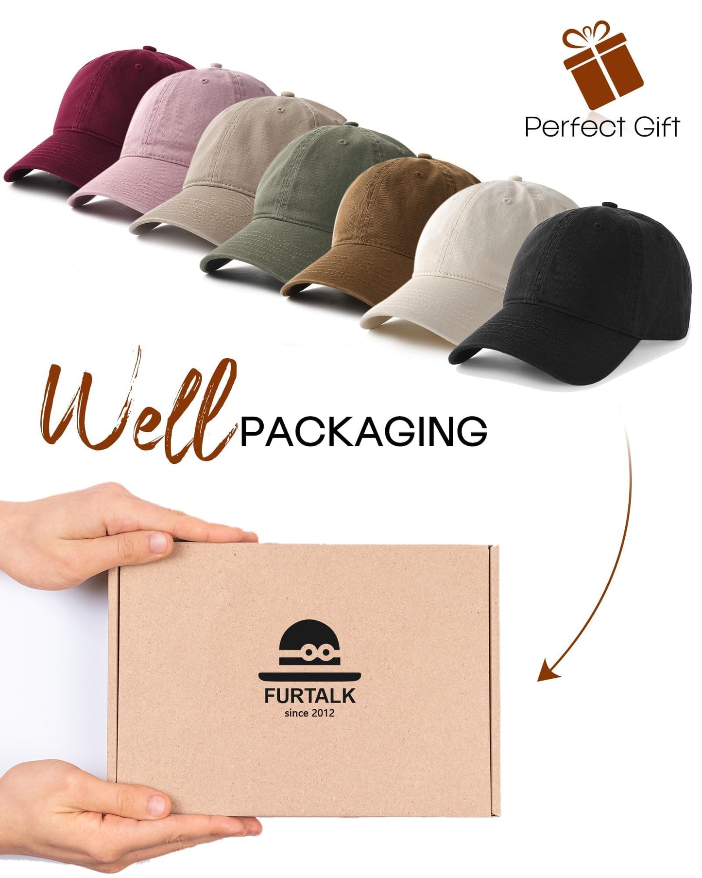 FURTALK Cotton Low Profile Baseball Cap Hat for Men Women Adjustable Dad Hat Four Seasons Classic