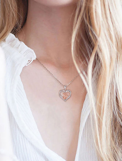 INFUSEU Sterling Silver Heart Initial Pendant Necklaces for Women Girls, Letter A-Z Jewelry Personalized Birthday Name Gifts for Her, 20 Inch Chain