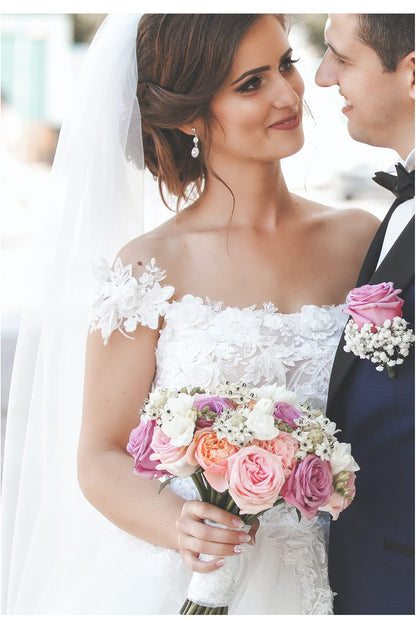 BEAUTELICATE Wedding Bridal Veil with Comb 1 Tier Cut Edge Ivory White Elbow Fingertip Chapel Cathedral Length V67
