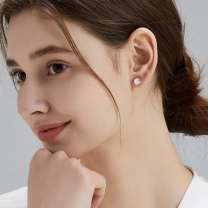 KRKC Moissanite Earrings, Christmas Birthday Gifts with Luxury Box, Hypoallergenic 925 Sterling Silver 14K White Gold Plated, 0.6-3CT D color VVS1 Clarity Lab Created Stud Diamond Earrings for Women