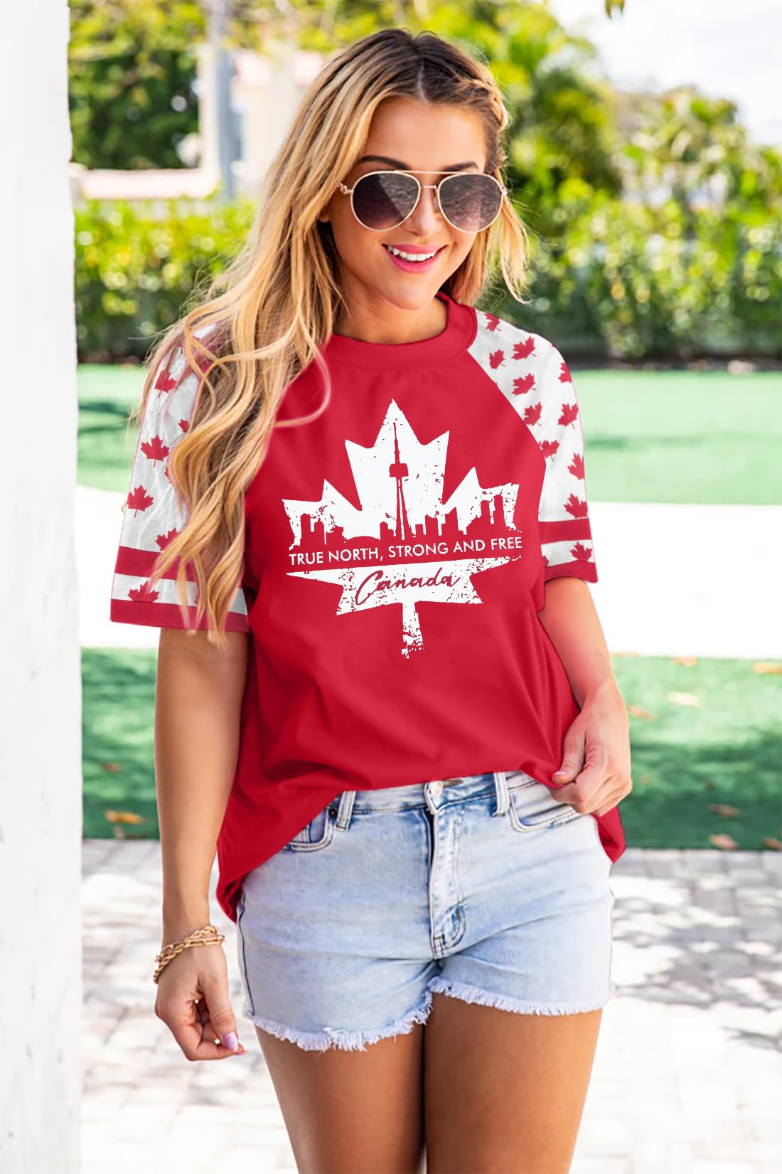DUTUT Canada Day Shirt Women Canada Shirt Canada Flag Graphic Tees Canadian Patriotic Pride Maple Leaf T-Shirt