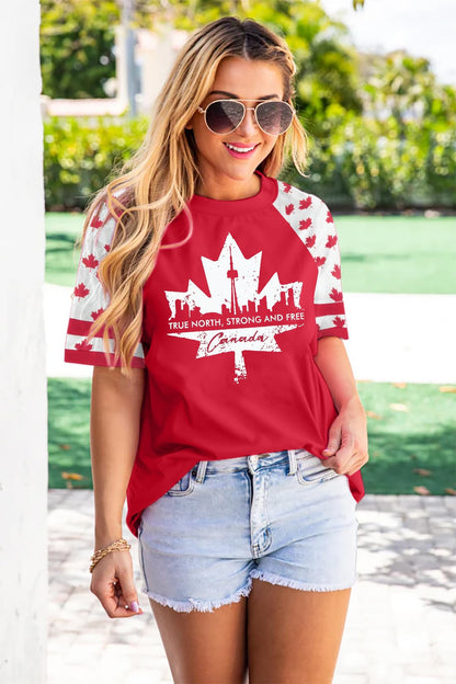 DUTUT Canada Day Shirt Women Canada Shirt Canada Flag Graphic Tees Canadian Patriotic Pride Maple Leaf T-Shirt