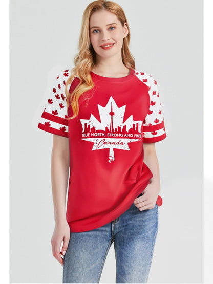 DUTUT Canada Day Shirt Women Canada Shirt Canada Flag Graphic Tees Canadian Patriotic Pride Maple Leaf T-Shirt