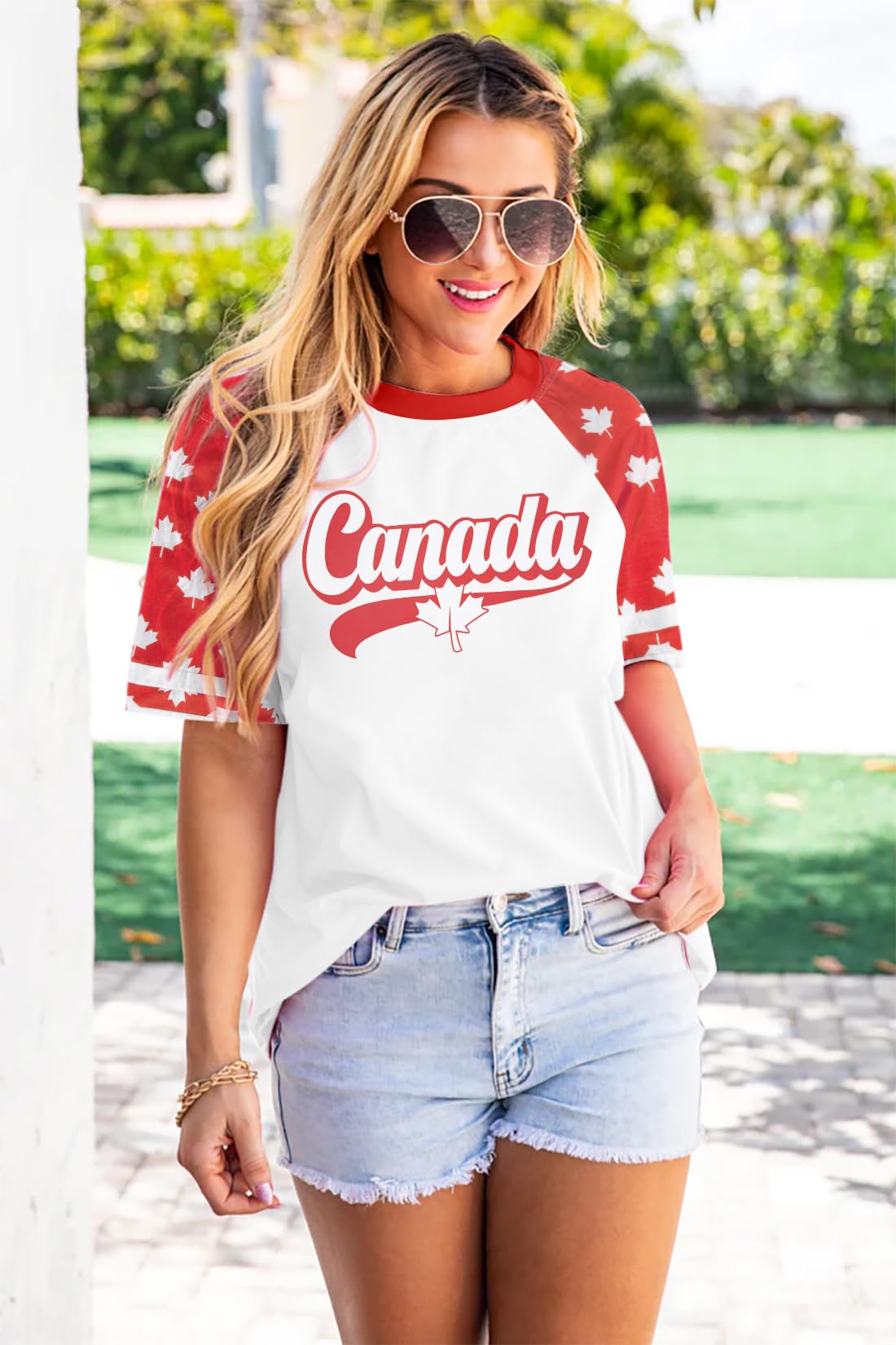 DUTUT Canada Day Shirt Women Canada Shirt Canada Flag Graphic Tees Canadian Patriotic Pride Maple Leaf T-Shirt