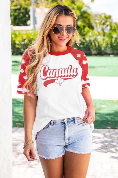 DUTUT Canada Day Shirt Women Canada Shirt Canada Flag Graphic Tees Canadian Patriotic Pride Maple Leaf T-Shirt