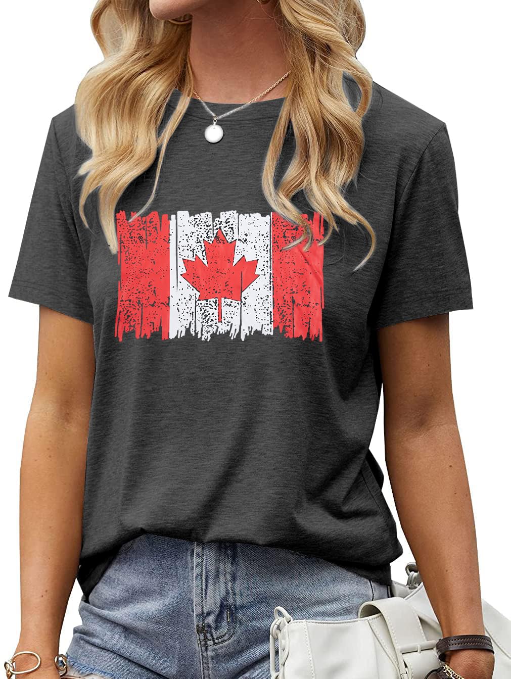 DUTUT Canada Day Shirt Women Canada Shirt Canada Flag Graphic Tees Canadian Patriotic Pride Maple Leaf T-Shirt