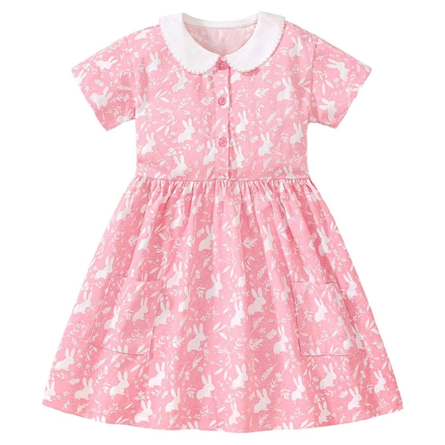 Girls Dress, Toddler Summer Short Sleeve Cotton Casual Easter Dresses Clothes 18M-7Y