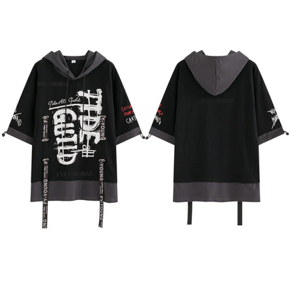 XYXIONGMAO Techwear Shirt Japanese Streetwear Hip Hop Shirts Men Graphic T Alphabet Design Workwear Gothic Hoodie