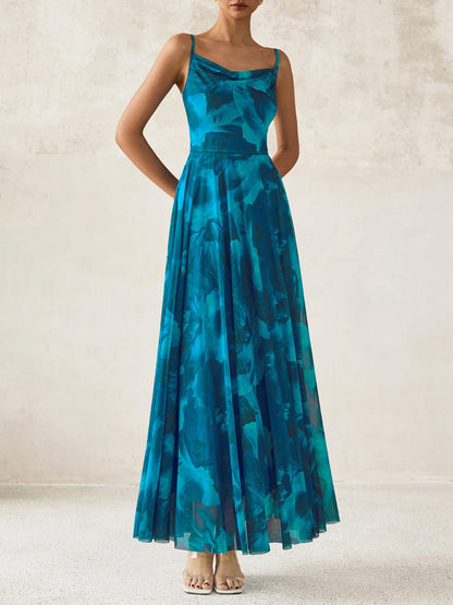 BTFBM Women Summer Floral Maxi Dresses Elegant Spaghetti Strap Dress Printed Party Dress Beach Long Dresses