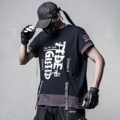 XYXIONGMAO Techwear Shirt Japanese Streetwear Hip Hop Shirts Men Graphic T Alphabet Design Workwear Gothic Hoodie