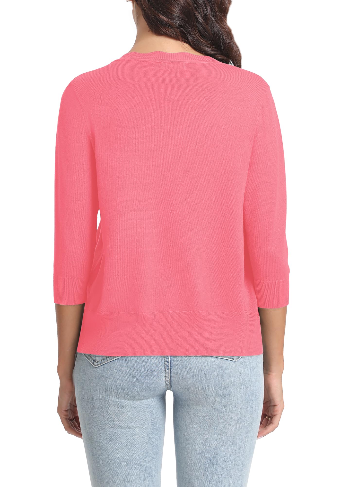 Urban CoCo Woman's 3/4 Sleeve Solid V-Neck Cardigan Sweater for Dress Lightweight Knit Shrugs