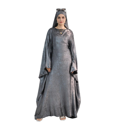 Women Prayer Abaya Dubai Bat Sleeve Dress Islamic Printed Long Robe with Belt