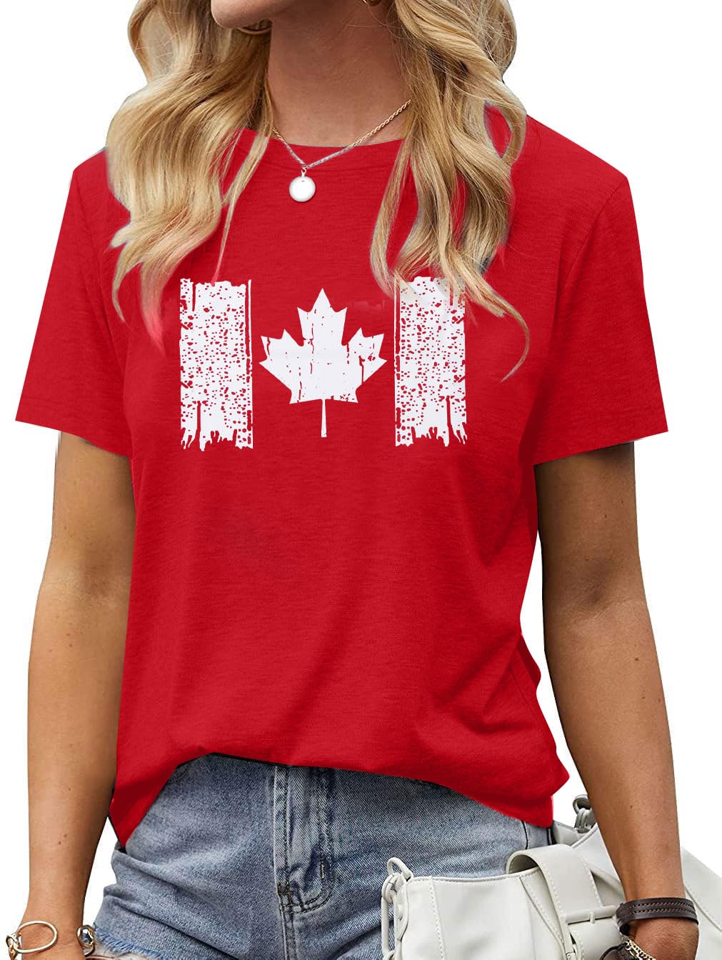 DUTUT Canada Day Shirt Women Canada Shirt Canada Flag Graphic Tees Canadian Patriotic Pride Maple Leaf T-Shirt