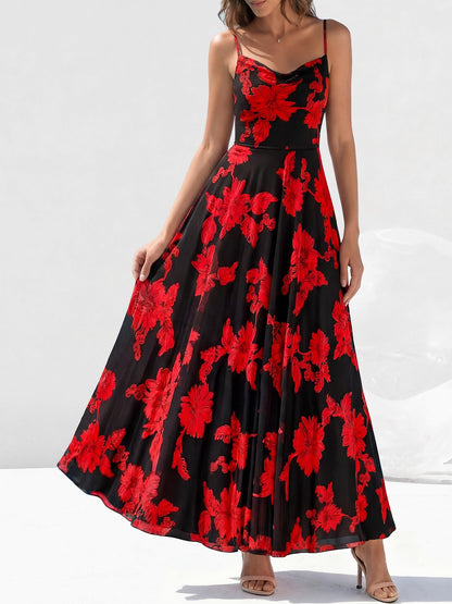 BTFBM Women Summer Floral Maxi Dresses Elegant Spaghetti Strap Dress Printed Party Dress Beach Long Dresses