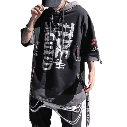 XYXIONGMAO Techwear Shirt Japanese Streetwear Hip Hop Shirts Men Graphic T Alphabet Design Workwear Gothic Hoodie