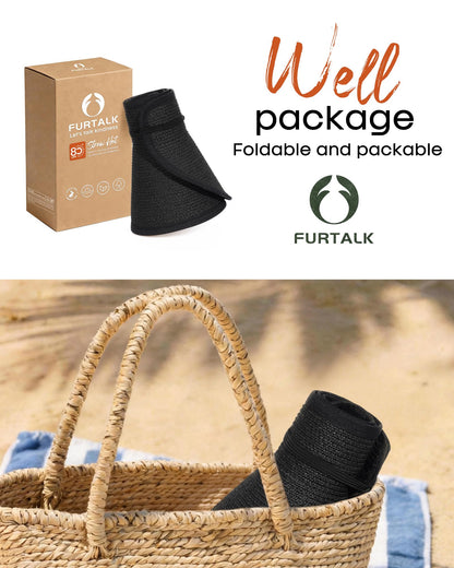 FURTALK Sun Visor Hats for Women Wide Brim Straw Roll Up Ponytail Summer Beach Hat UV UPF 50 Packable Foldable Travel