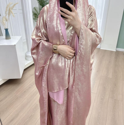 Women Prayer Abaya Dubai Bat Sleeve Dress Islamic Printed Long Robe with Belt