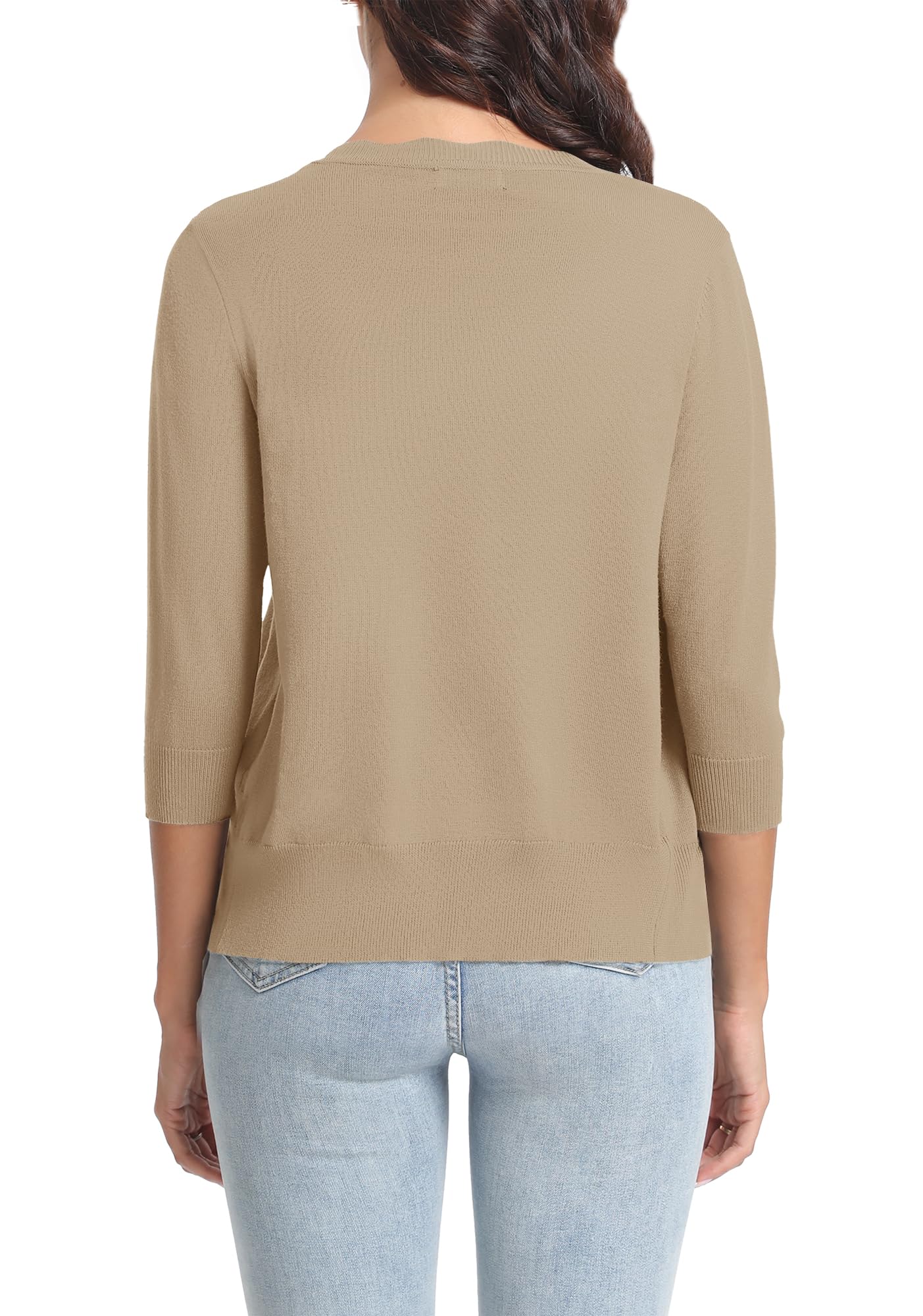 Urban CoCo Woman's 3/4 Sleeve Solid V-Neck Cardigan Sweater for Dress Lightweight Knit Shrugs